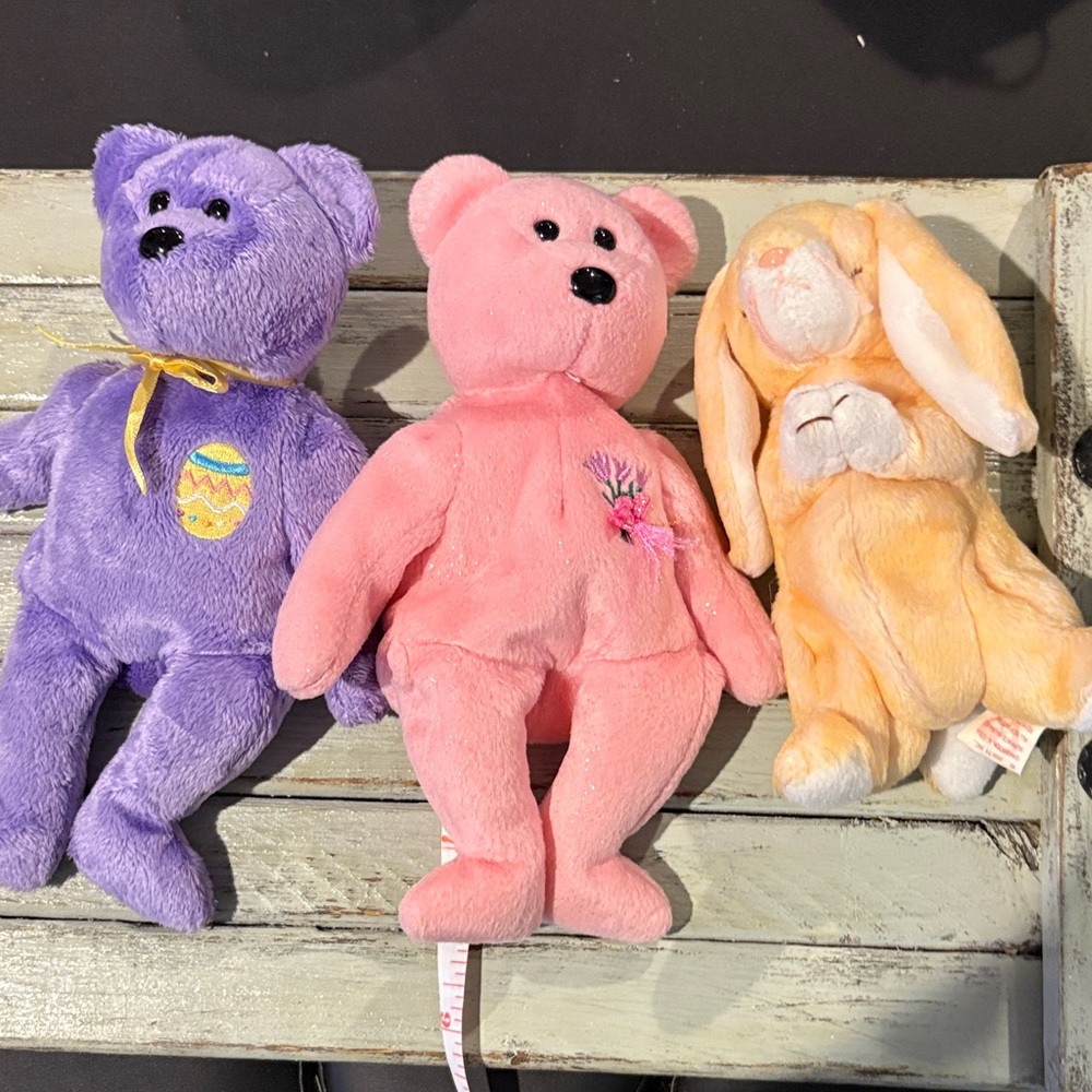 Colorful Plush Toy Trio - Purple, Pink, and Orange